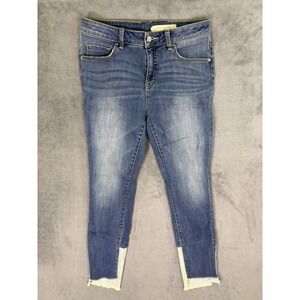 Anthropologie Pilcro Jeans Womens 30 Blue Skinny  Medium‎ Wash Script Mid Rise